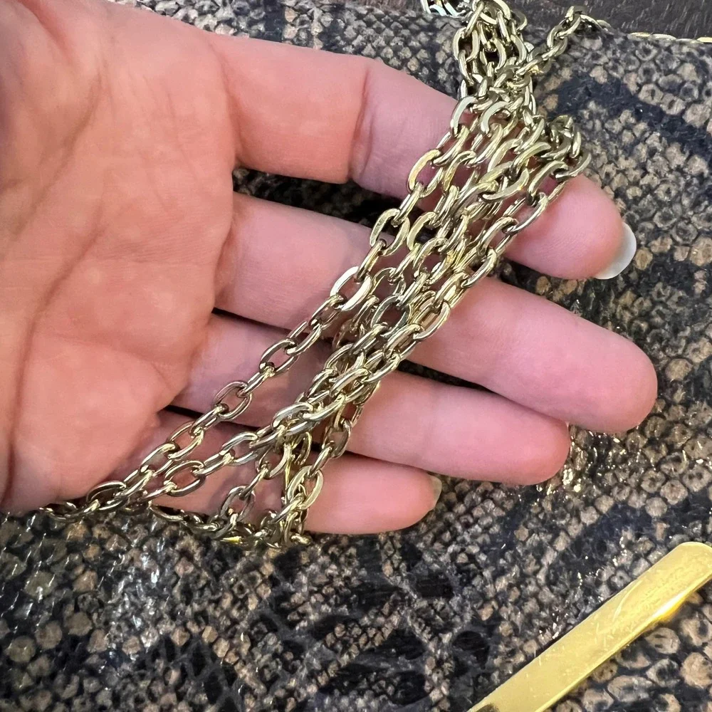 Miss Selfridge Large‎ Python Snake Print Clutch w/Gold Chain Strap Y2K 2000s 90s